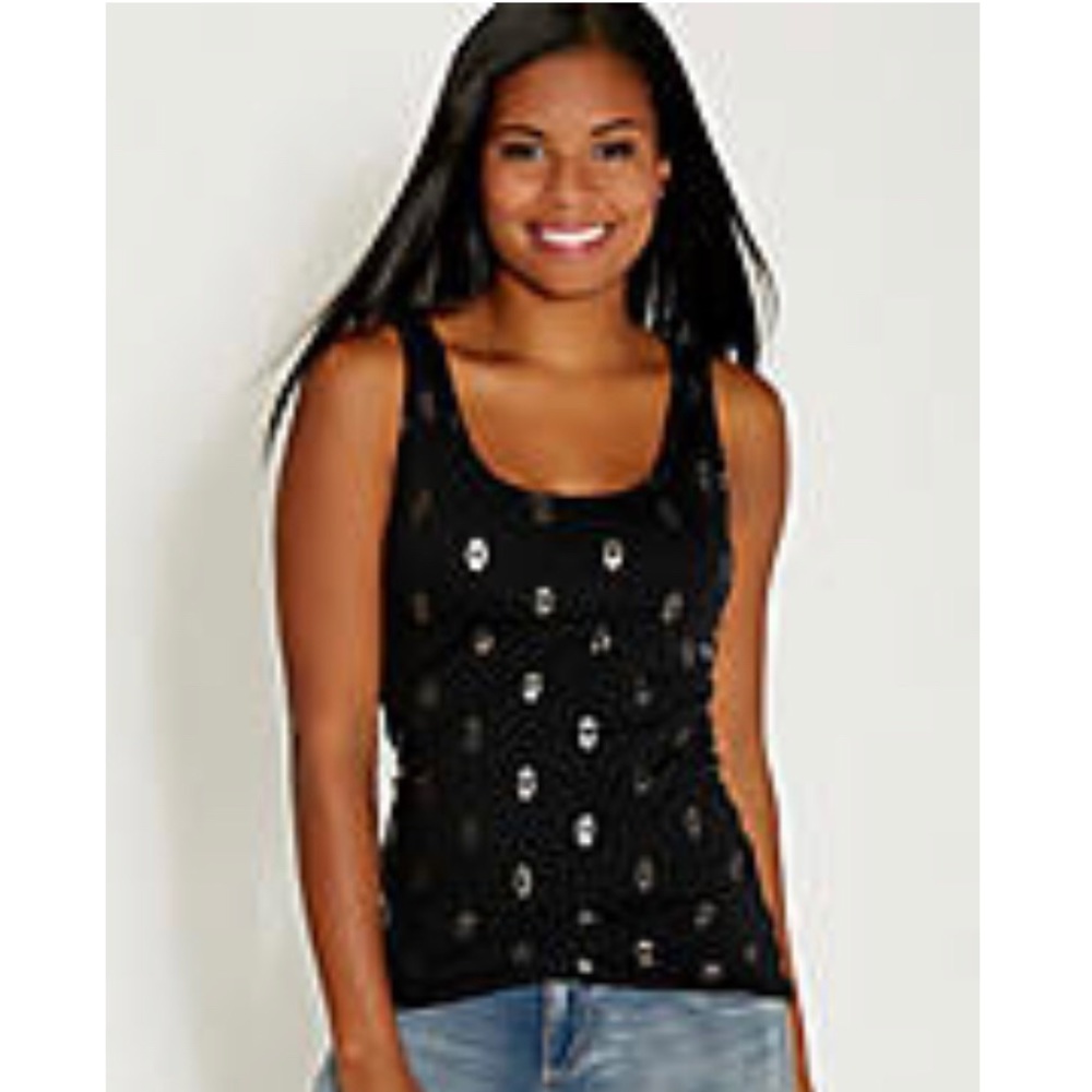 Scoop neck tank with metallic graphic
